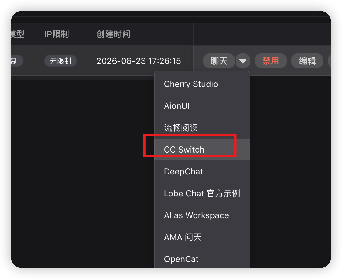 选择 CC Switch